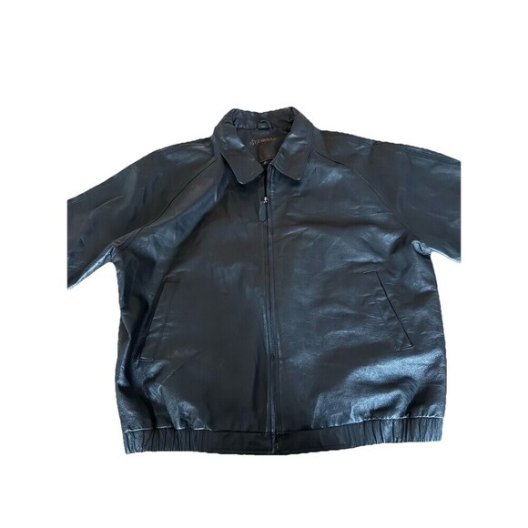 Mens St Johns Bay Black Leather Aviator Jacket Insulated Size XL GUC 6662 - Picture 2 of 5